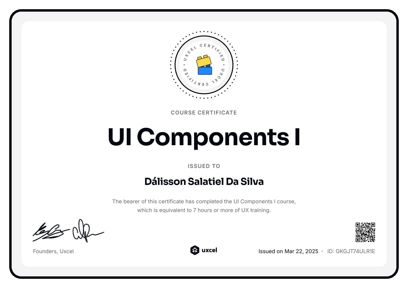 Dálisson Salatiel Da Silva's certificate